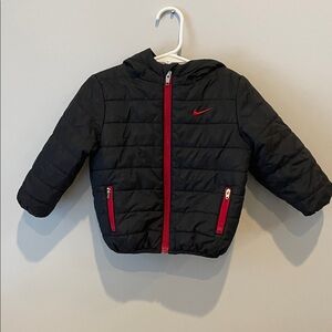 Nike Toddler Puffer Jacket in Black with Red Details